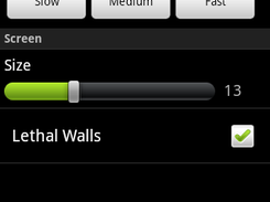 the settings screen