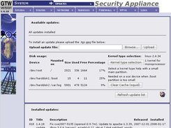 Updates section of GTCop Professional Security Appliance