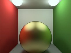 Cornel box and a semi-glossy golden ball (H-RT v0.2.3)