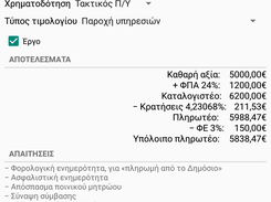 Δαπάνη έργου, με αυτόματο υπολογισμό κρατήσεων και ΦΕ