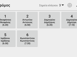 Ομαδική εξέταση στο δρόμο (πριν ξεκινήσει). Ο Α/Α του πλήκτρου είναι το καρτελάκι που καρφιτσώνουν στα ρούχα τους οι εξεταζόμενοι. Για κάθε εξεταζόμενο, εμφανίζεται η άριστη επίδοση.