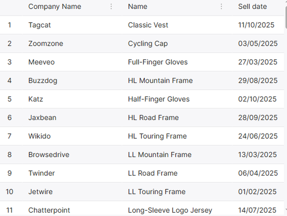 Handsontable Screenshot 1