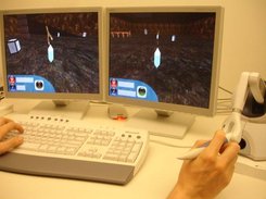 HaptiCast being played with a PHANTOM Omni