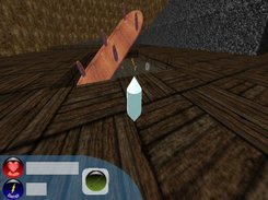 A table suspended over gap in floor, can feel it's weight