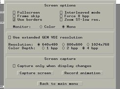 Screen setup options