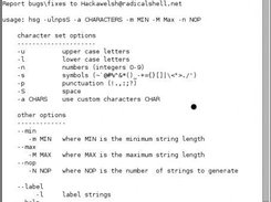 hsg -h (help) screen