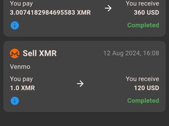 Haveno Mobile Trades Screen