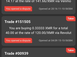 Haveno Completed Trades Screen