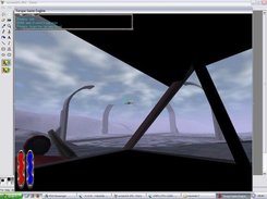 Inside the wheeled car looking out to test structures