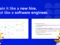 Training AI agents with Hay is super easy with plain language learning. No need for complicated node flows. You train it just like a new hire. Simply describe procedures, and tag actions. You can even reuse existing materials.