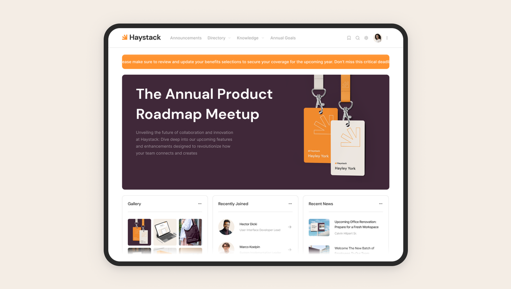 Customizable Dashboard and Navigation