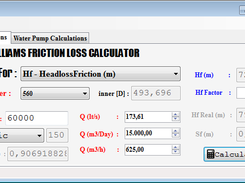 Calculated Hf for 60km in length-plastic pipe, 15.000 m^3 per day 