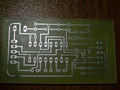 PCB bottom side after etching with Rose's alloy on it