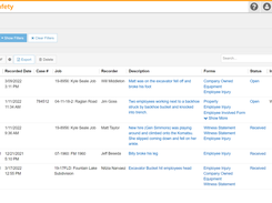 HCSS Safety incidents log