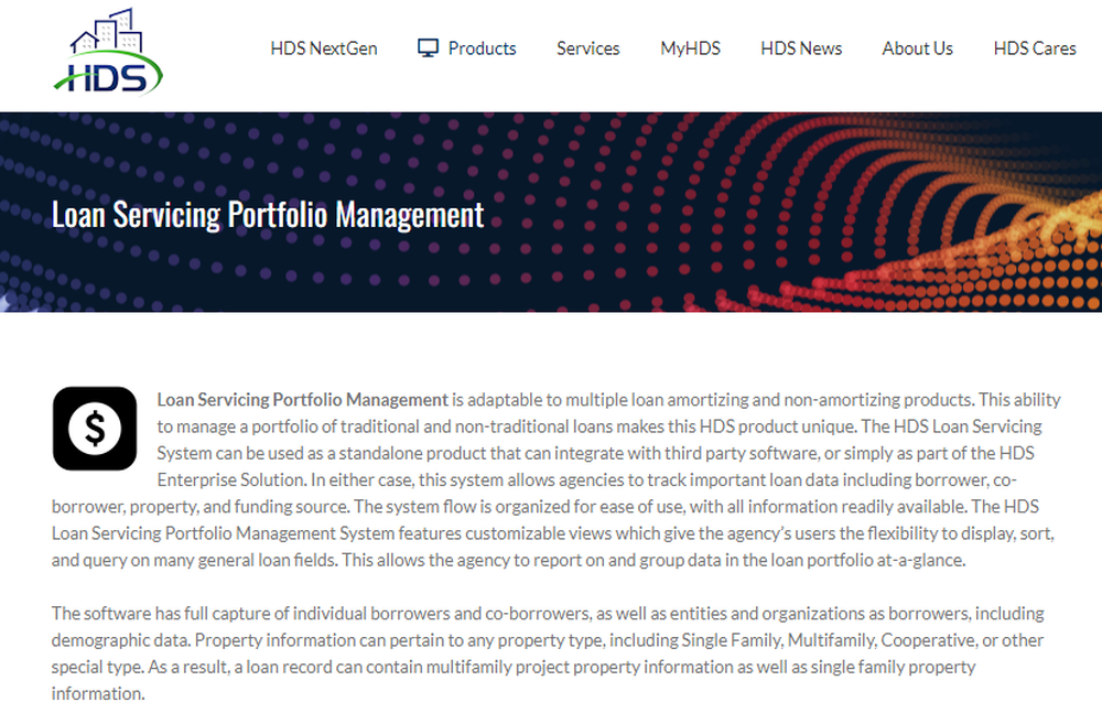 HDS Loan Servicing System Screenshot 1