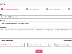 Custom survey for collecting targeted feedback (anonymous or non-anonymous).