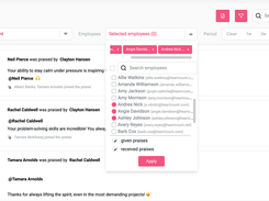 The space for giving and responding to public praises between employees.
