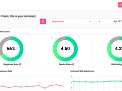 The Summary page shows an overview of the response rate, team pulse, and well-being score.