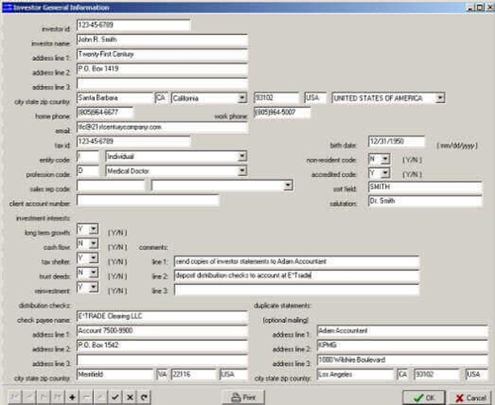 Twenty-First Century Hedge Fund Software Screenshot 1