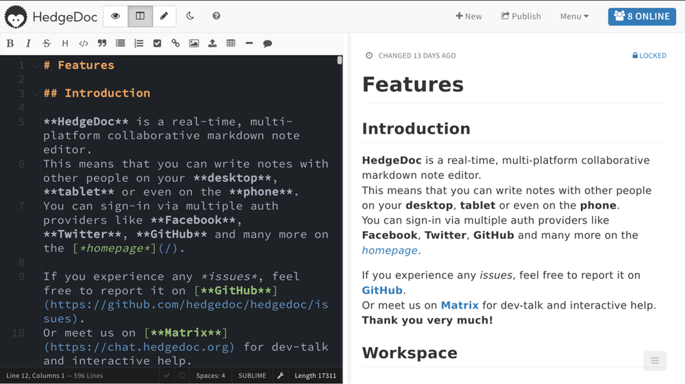 HedgeDoc Screenshot 1