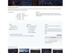 Clip view with licensing, format and resolution selection 