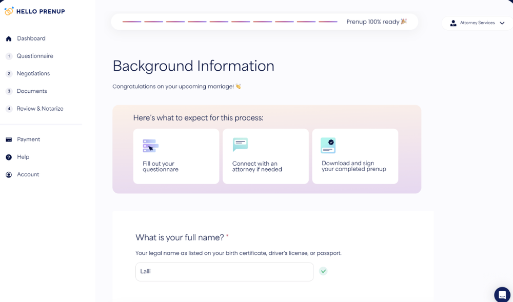 HelloPrenup Screenshot 1