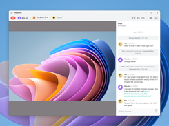 HelpWire remote control screen with opened chat window.