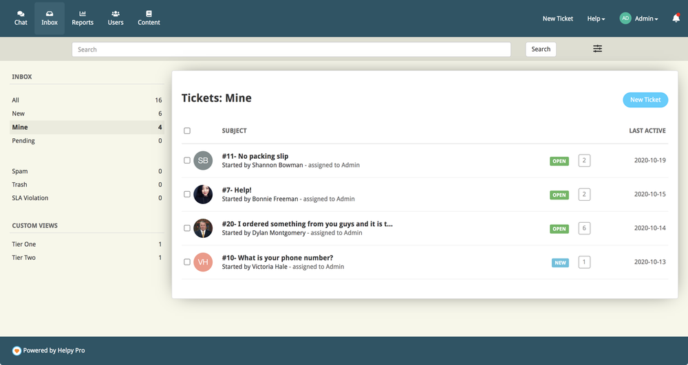 Main ticketing UI