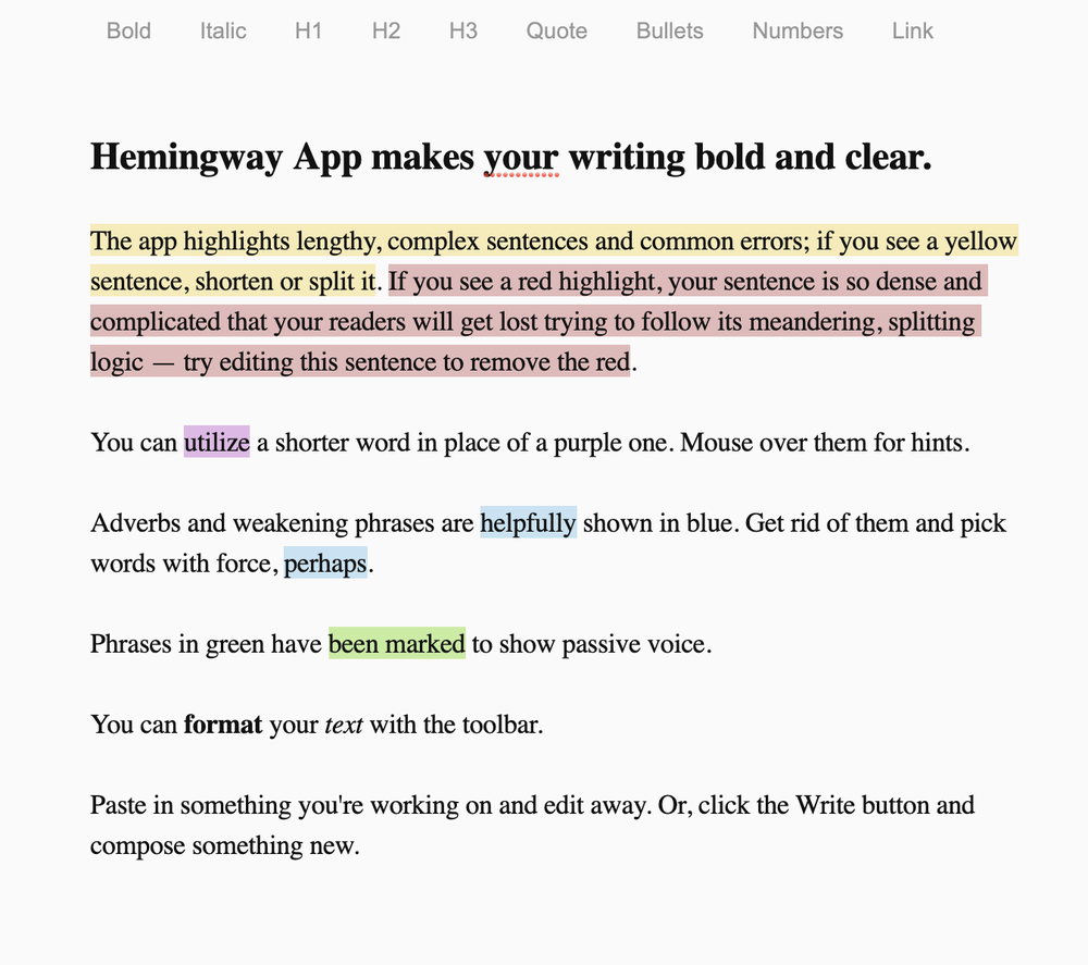 Hemingway Editor Screenshot 1