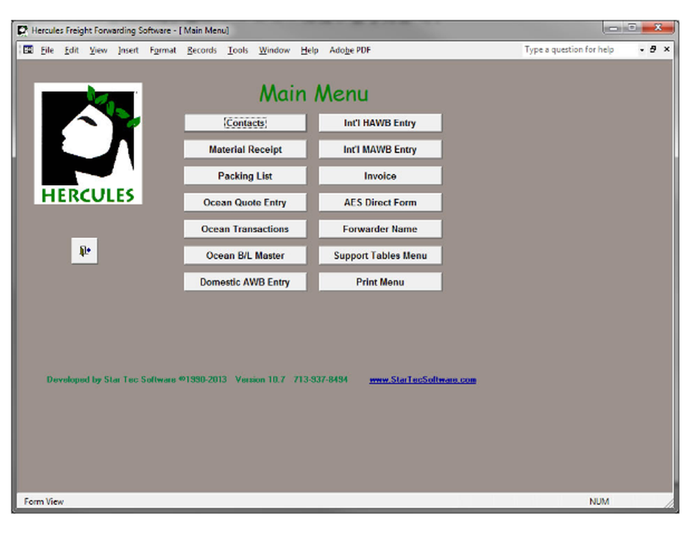 Hercules Export Software Screenshot 1