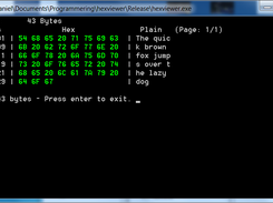 Reading a plain text file containting "The quick brown fox[...]" in ASCII.