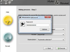 Hiding process - step 2: asking for modulation password