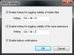 The HiFiTo settings dialog winow.