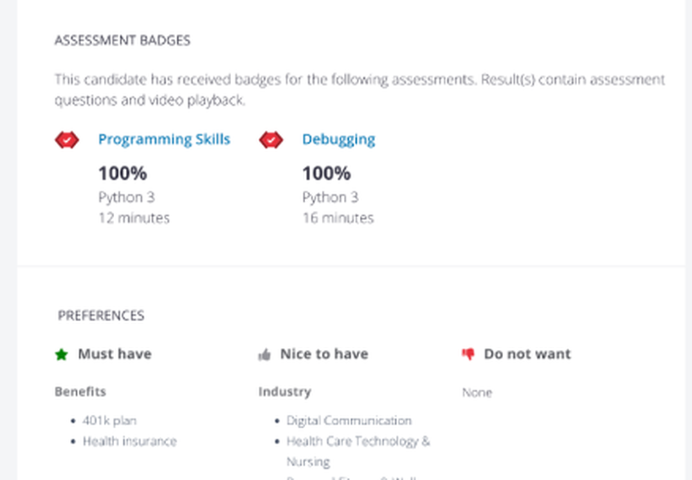 Assessments & Preferences