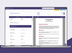 Applicant record view showing application form answers and CV.