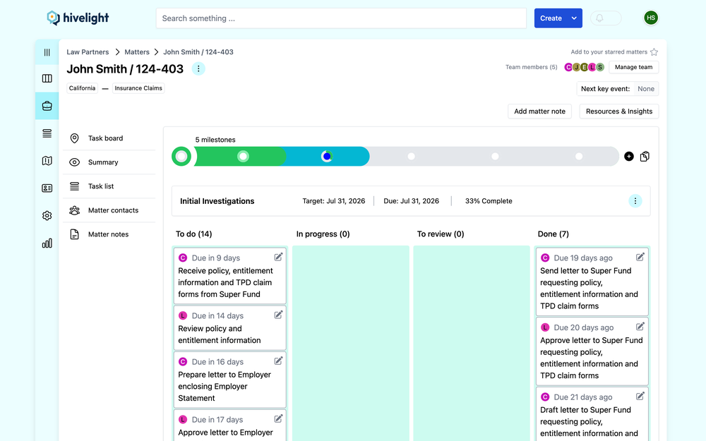A Kanban Board for legal matters