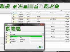Editing categories, column filter enabled