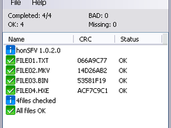 honSFV 1.0.2 Test Files Check