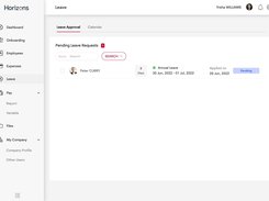 Process employee leave requests. See number of days, leave type, and how many days of leave each employee has left for the year.