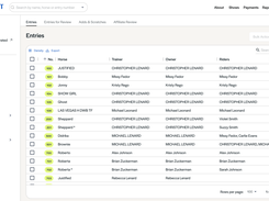 The show management admin UI is simple and straight forward to help manage entries