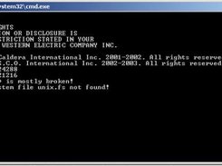 It prints the banner! It cant find a file system!