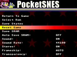 Hot PocketSNES Menu Screenshot