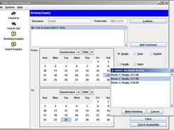 The booking enquiry screen for taking new reservations.