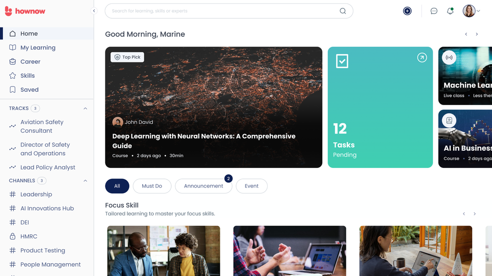 HowNow Personalised Homepage