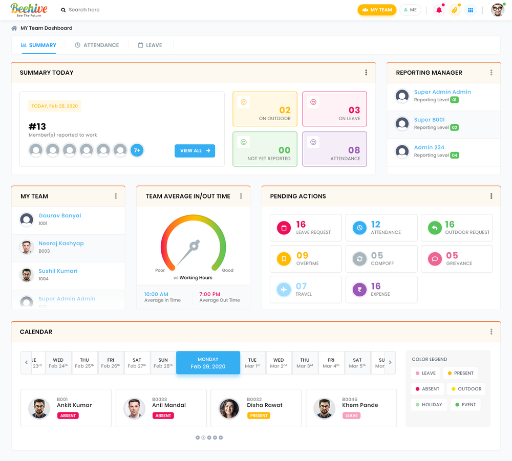 My Team Dashboard