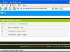The admin interface (a list of ballots)