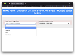 HTML Form - Dropdown List With Search Screenshot 1