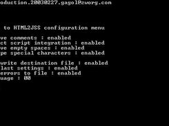 HTML2JSS 2R6 configuration screen