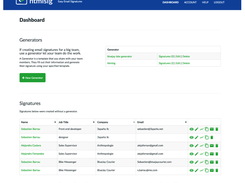 Team Dashboard - Manage all employee signatures, create generators for self-service, and deploy updates organization-wide in seconds.