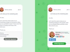 Plain Text vs. Professional HTML Signatures - Add logos, photos, social media links, and CTAs to make every email a brand-building moment.